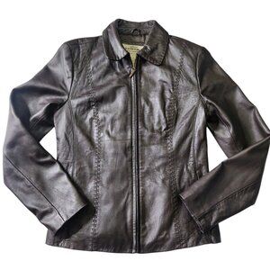 Vintage y2K Sonoma Brown Leather Stitched Detailed Coat Women’s Size Small